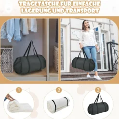 Japanische Futon Matratze mit Waschbarem Bezug & Tragetasche Tatami-Matte 90/140 x 200 cm