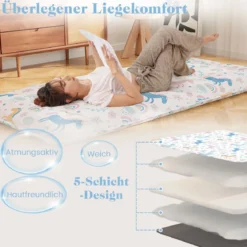 Japanische Futon Matratze mit Waschbarem Bezug & Tragetasche Tatami-Matte 90/140 x 200 cm