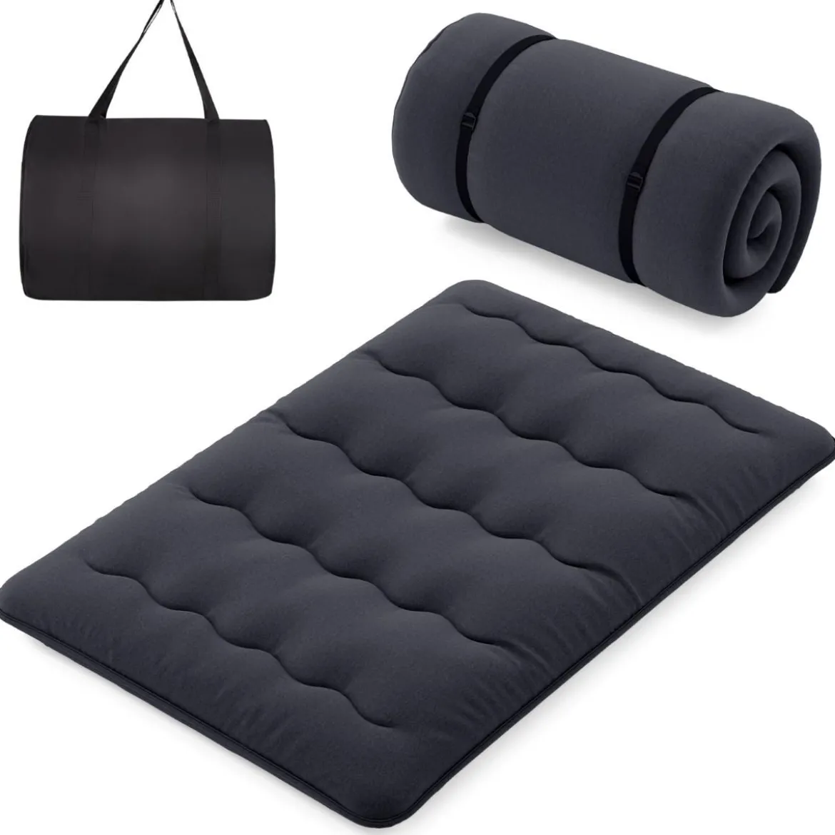 Japanische Futon Matratze mit Waschbarem Bezug & Tragetasche Tatami-Matte 90/140 x 200 cm