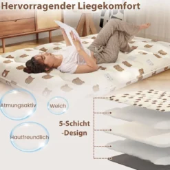 Japanische Futon Matratze mit Waschbarem Bezug & Tragetasche Tatami-Matte 90/140 x 200 cm