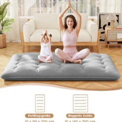 Japanische Futon Matratze mit Waschbarem Bezug & Tragetasche Tatami-Matte 90/140 x 200 cm