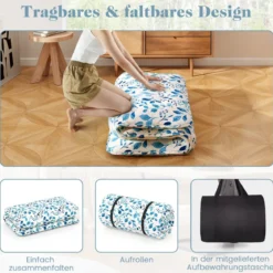Japanische Futon Matratze mit Waschbarem Bezug & Tragetasche Tatami-Matte 90/140 x 200 cm