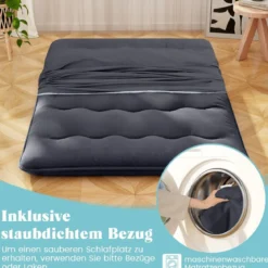 Japanische Futon Matratze mit Waschbarem Bezug & Tragetasche Tatami-Matte 90/140 x 200 cm