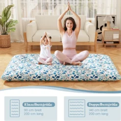 Japanische Futon Matratze mit Waschbarem Bezug & Tragetasche Tatami-Matte 90/140 x 200 cm