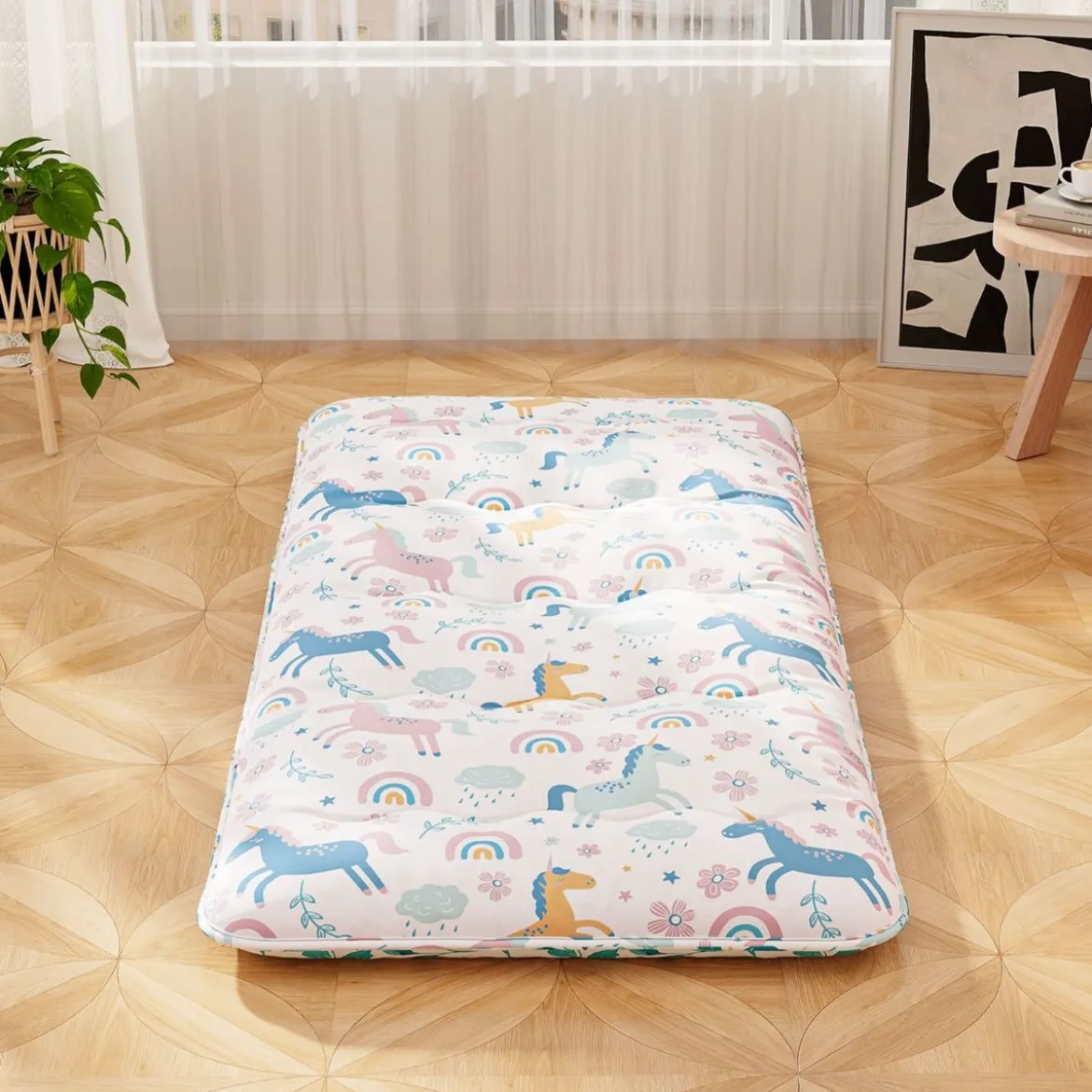 Japanische Futon Matratze mit Waschbarem Bezug & Tragetasche Tatami-Matte 90/140 x 200 cm