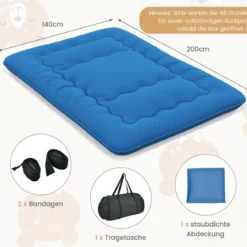 Japanische Futon Matratze mit Waschbarem Bezug & Tragetasche Tatami-Matte 90/140 x 200 cm