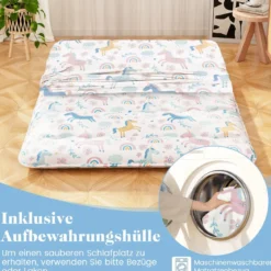 Japanische Futon Matratze mit Waschbarem Bezug & Tragetasche Tatami-Matte 90/140 x 200 cm