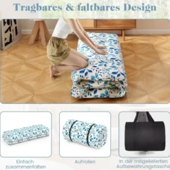Japanische Futon Matratze mit Waschbarem Bezug & Tragetasche Tatami-Matte 90/140 x 200 cm