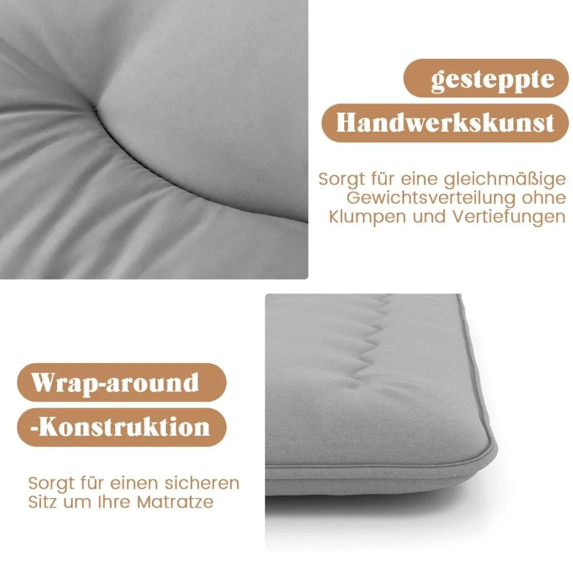 Japanische Futon Matratze mit Waschbarem Bezug & Tragetasche Tatami-Matte 90/140 x 200 cm