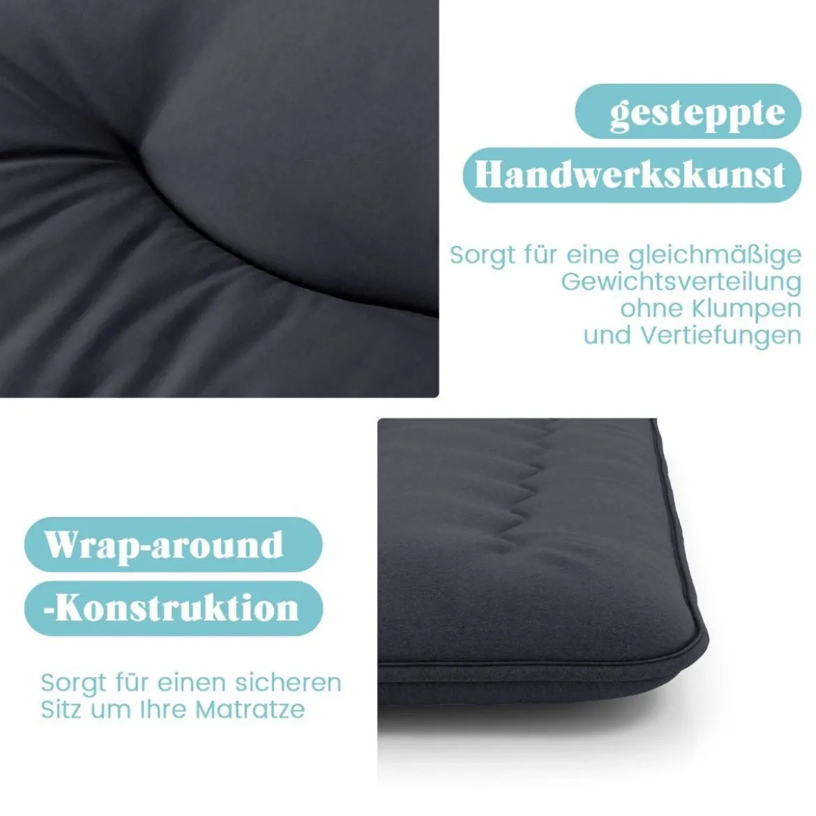 Japanische Futon Matratze mit Waschbarem Bezug & Tragetasche Tatami-Matte 90/140 x 200 cm