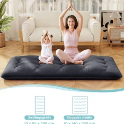 Japanische Futon Matratze mit Waschbarem Bezug & Tragetasche Tatami-Matte 90/140 x 200 cm