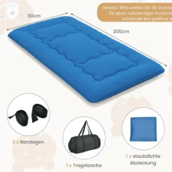 Japanische Futon Matratze mit Waschbarem Bezug & Tragetasche Tatami-Matte 90/140 x 200 cm