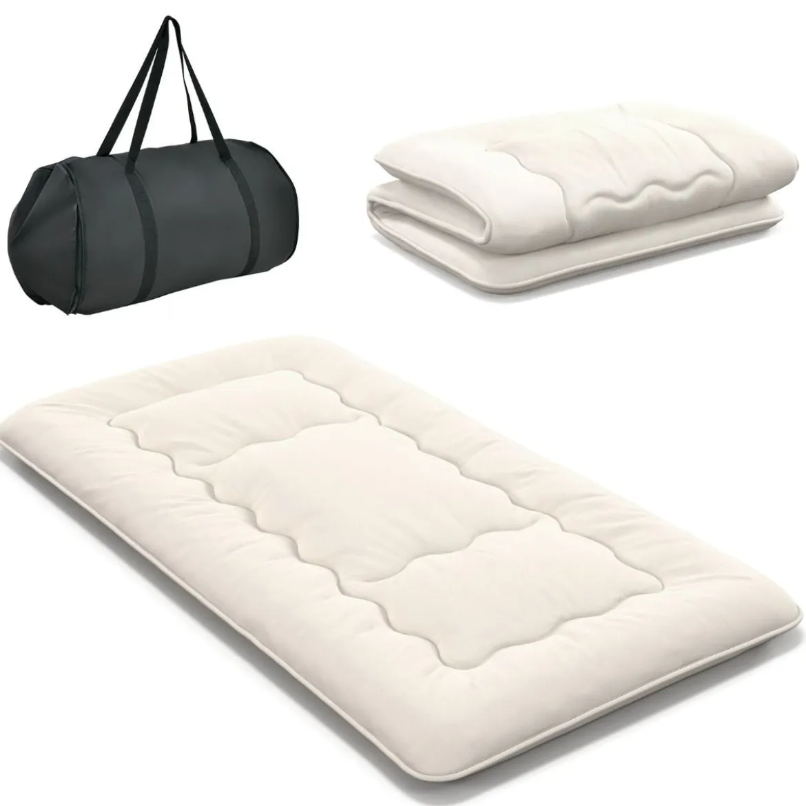 Japanische Futon Matratze mit Waschbarem Bezug & Tragetasche Tatami-Matte 90/140 x 200 cm