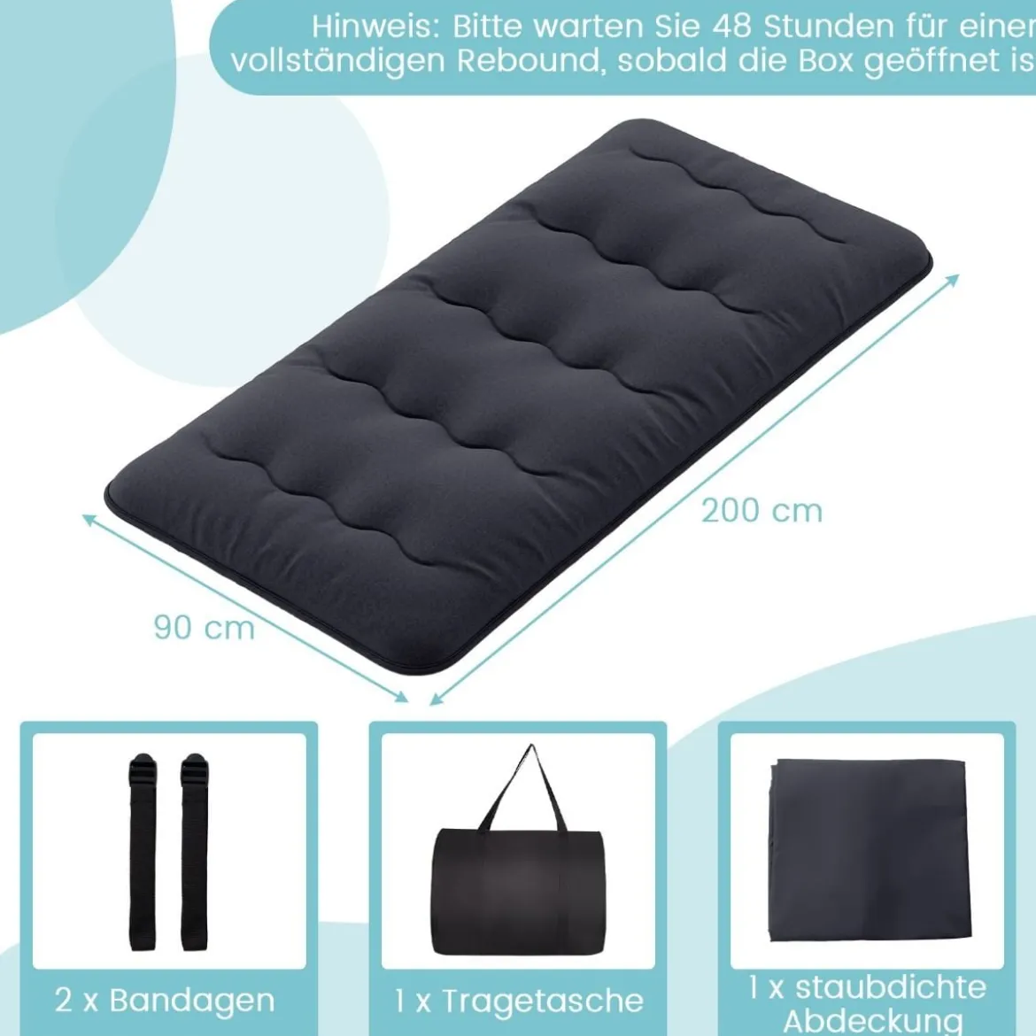 Japanische Futon Matratze mit Waschbarem Bezug & Tragetasche Tatami-Matte 90/140 x 200 cm