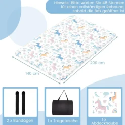 Japanische Futon Matratze mit Waschbarem Bezug & Tragetasche Tatami-Matte 90/140 x 200 cm