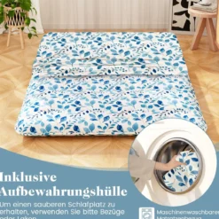 Japanische Futon Matratze mit Waschbarem Bezug & Tragetasche Tatami-Matte 90/140 x 200 cm
