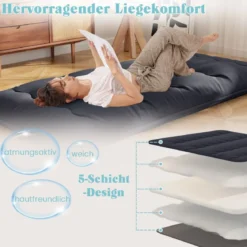 Japanische Futon Matratze mit Waschbarem Bezug & Tragetasche Tatami-Matte 90/140 x 200 cm