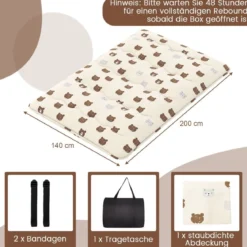 Japanische Futon Matratze mit Waschbarem Bezug & Tragetasche Tatami-Matte 90/140 x 200 cm