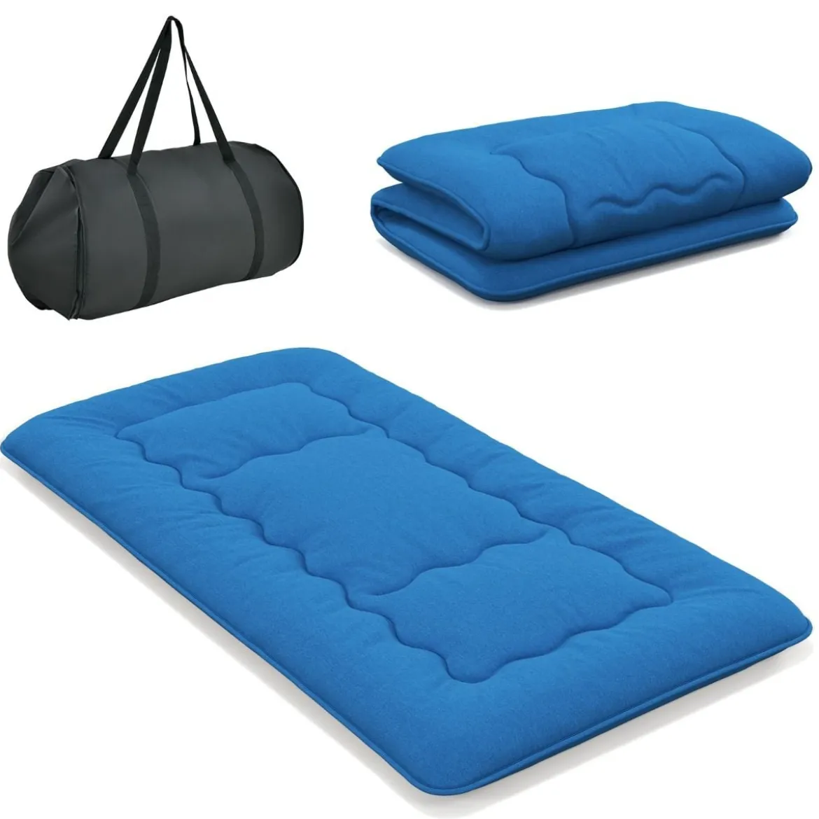 Japanische Futon Matratze mit Waschbarem Bezug & Tragetasche Tatami-Matte 90/140 x 200 cm