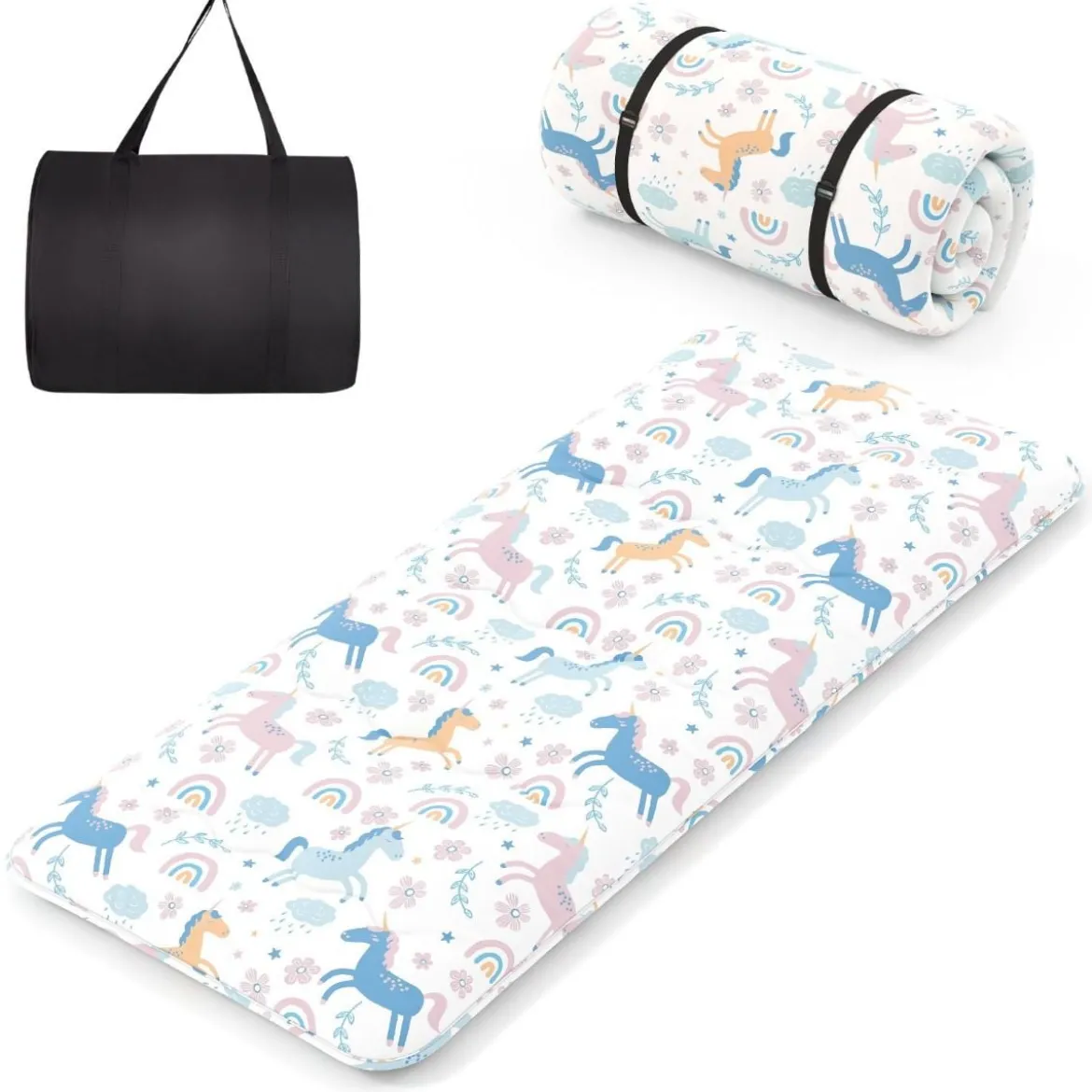 Japanische Futon Matratze mit Waschbarem Bezug & Tragetasche Tatami-Matte 90/140 x 200 cm