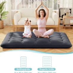 Japanische Futon Matratze mit Waschbarem Bezug & Tragetasche Tatami-Matte 90/140 x 200 cm