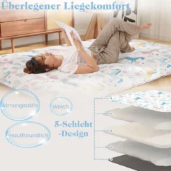 Japanische Futon Matratze mit Waschbarem Bezug & Tragetasche Tatami-Matte 90/140 x 200 cm