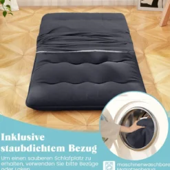 Japanische Futon Matratze mit Waschbarem Bezug & Tragetasche Tatami-Matte 90/140 x 200 cm