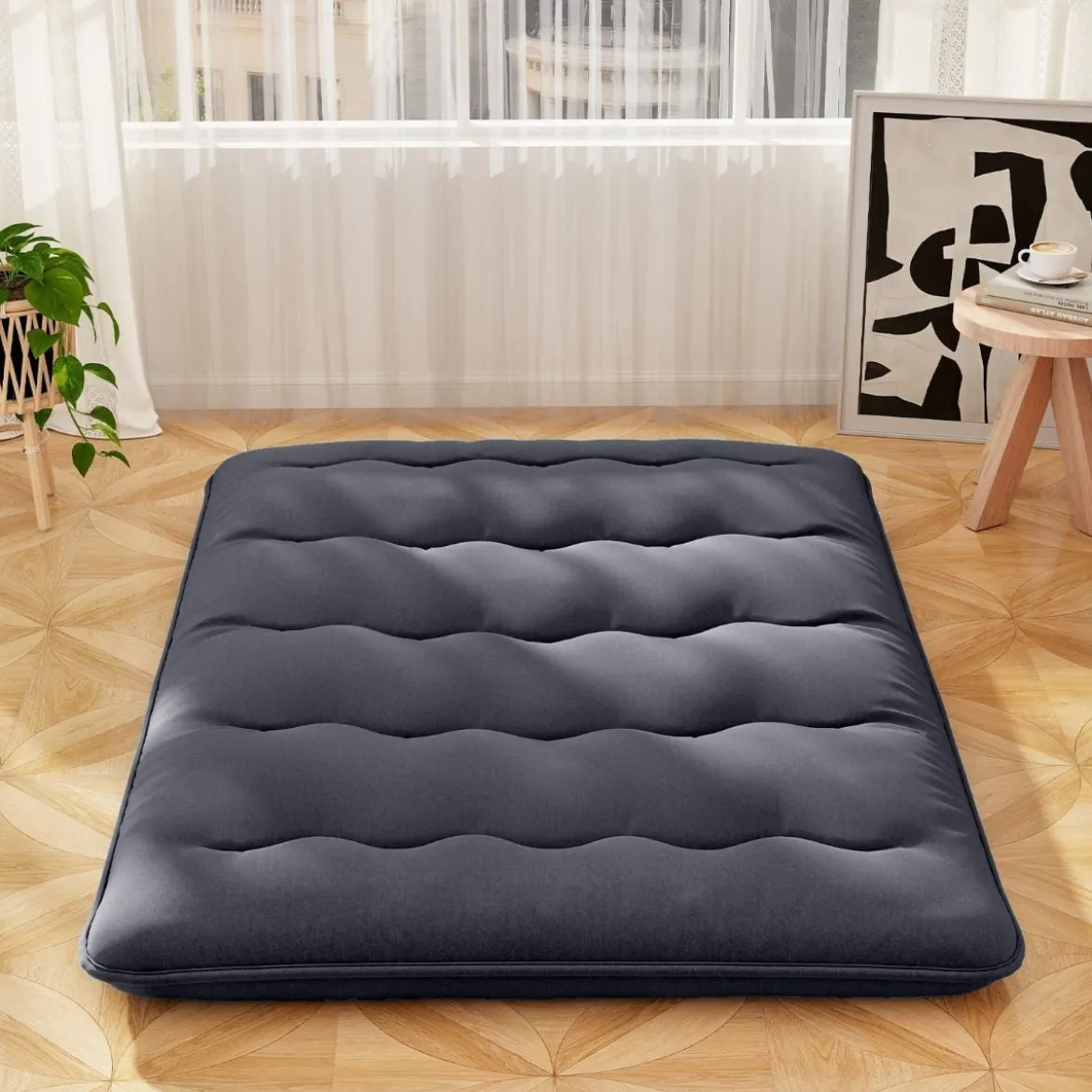Japanische Futon Matratze mit Waschbarem Bezug & Tragetasche Tatami-Matte 90/140 x 200 cm