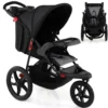Jogging-Kinderwagen faltbarer Jogger mit verstellbarem Sonnendach neigbarem Sitz Schwarz