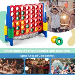 Jumbo 4-Gewinnt-Set 119 cm großes Vier-Gewinnt Spiel für Kinder Blau