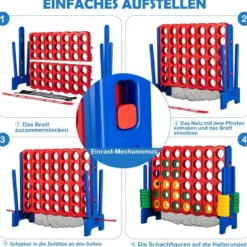 Jumbo 4-Gewinnt-Set 119 cm großes Vier-Gewinnt Spiel für Kinder Blau