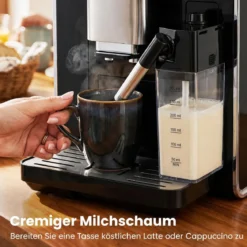 Kaffeevollautomat mit Mahlwerk & Milchbehälter Kaffeemaschine mit Automatischer Reinigung