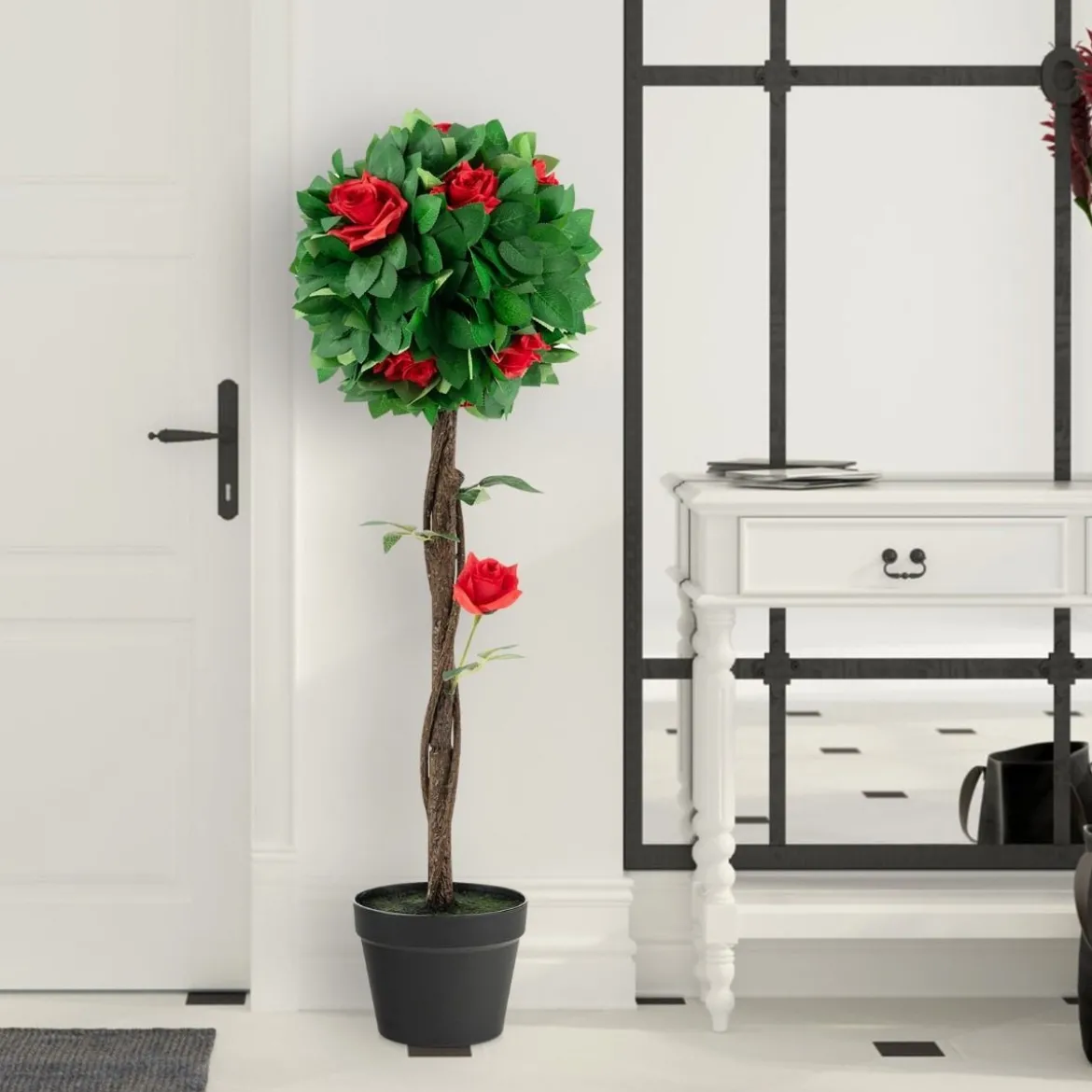 Kamelienbaum Künstliche Kamelienpflanze 92 x 22 x 24 cm Grün + Rot