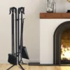 Kaminbesteck Set 5 TLG schmiedeeiserner Kaminwerkzeug set Schwarz