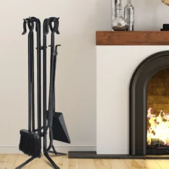Kaminbesteck Set 5 TLG schmiedeeiserner Kaminwerkzeug set Schwarz