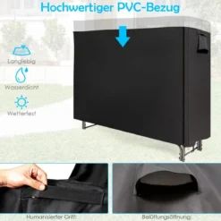 Kaminholzregal Aussen Metall 153 x 35,5 x 122,5 cm Brennholzregal mit wasserdichter Abdeckung