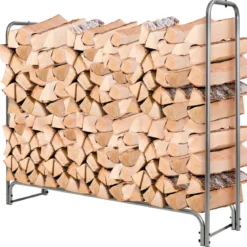 Kaminholzregal Aussen Metall 184 x 35,5 x 122,5 cm Brennholzregal mit wasserdichter Abdeckung