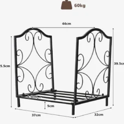 Kaminholzregal Metall Brennholzregal bis 60kg belastbar Brennholzregal 37 x 32 x 39,5 cm Schwarz