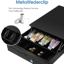 Kassenlade Kassenschublade Geldlade Geldschublade Metalllade Geldbox 5 Münzfächer 4 Scheinfächer 40,5x42X9cm