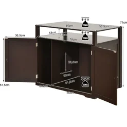 Katzenhaus Katzenklo Schrank Katzenhöhle mit Eingang Bettund Ablage Katzentoilette Haustierbox Braun
