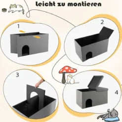 Katzenhöhle faltbar 2 in 1 Katzenhaus Sitzbank bis 200 kg Katzenversteck für Katzentoilette 90 x 50 x 50 cm Grau