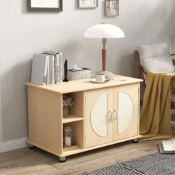 Katzenschrank für Katzentoilette mit Kratztüren aus Sisal & Katzenloch Katzenklo Schrank 82 x 48 x 52 cm