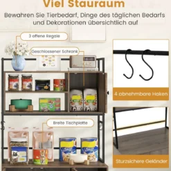 Katzenschrank für Katzentoilette mit Regalen & Kratzbrett & Eingang Katzenhaus Katzenmöbel Grau