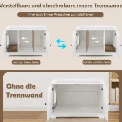 Katzenschrank Katzentoilette mit Doppeltüren & Eingang & Kratzbrett Weiß