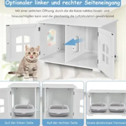 Katzentoilettengehäuse Katzenhaus mit Doppeltüren und Fenstern Dekorative Katzentoilette