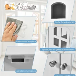 Katzentoilettengehäuse Katzenhaus mit Doppeltüren und Fenstern Dekorative Katzentoilette