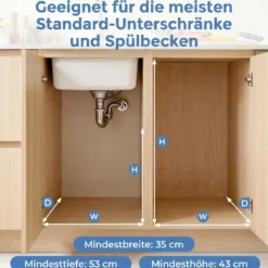 Küche Abfalleimer mit 2 Fächer Ausziehbarer Küchenmülleimer mit ABS Deckel Mülltrennsystem Grau