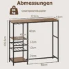 Küche Bartisch mit Ablagefächern & Weinregalen & Glashaltern Küchentheke Theke Bar