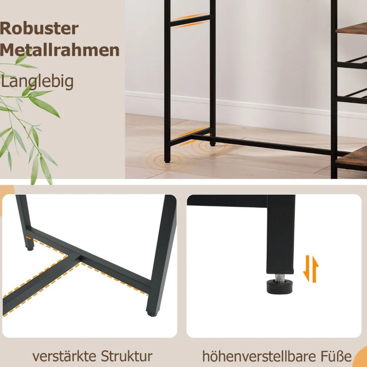 Küche Bartisch mit Ablagefächern & Weinregalen & Glashaltern Küchentheke Theke Bar
