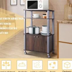 Küchenregal für Mikrowelle Küchenwagen mit Rollen 60 x 40 x 98 cm Braun